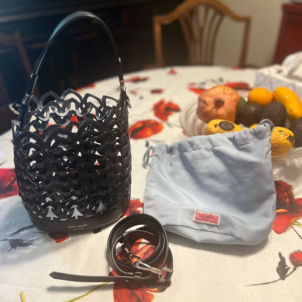 Kate Spade Black cutout  bucket bag